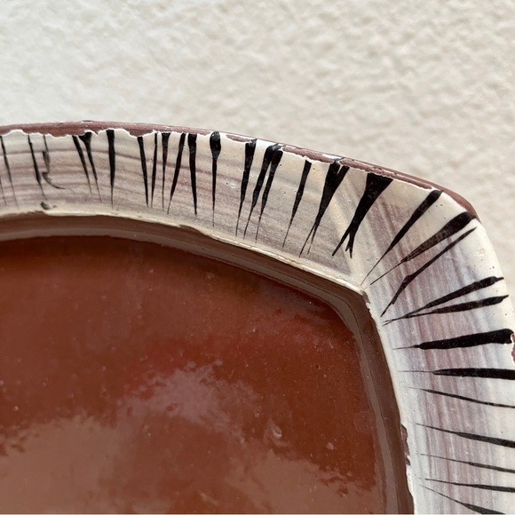 Plate, Square, Artist Made, Terra Cotta with Slip & Glaze. - Picture 4 of 6